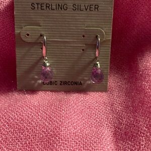 👑 Source Unknown Sterling Silver Earrings with Pink Drops